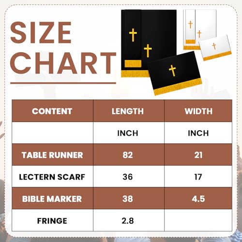 Cutecrop 3 Set Parament Table Runner Altar Cloth Black and White - color: Black and White