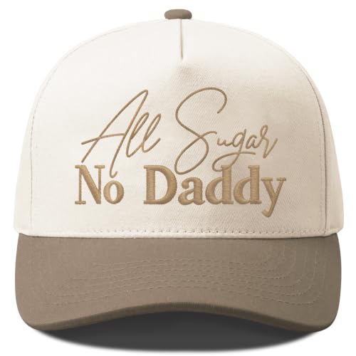 Put It On My Husband's Tab Funny Trucker Hats Women Vintage Adjustable Baseball Cap Embroidery Fashion Trucker Hat - color: All Sugar No Daddy - Beige/Khaki