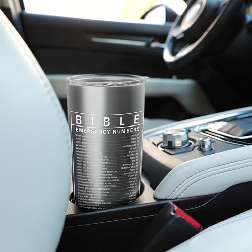 Bible Emergency Hotline Numbers Bible Verse Scripture Gift Stainless Steel Insulated Tumbler - color: Brushed Steel