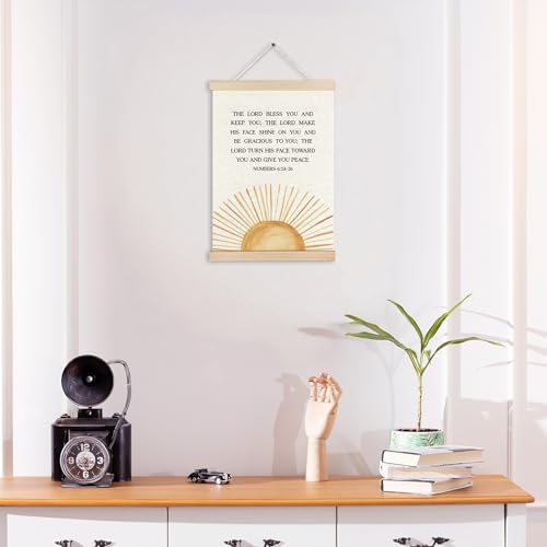 MKIJUHB Boho Sun Numbers 6:24-26 Wall Art Decor, Christian Wall Decor, Bible Verses Religious Framed Hanging Canvas Prints for Church Prayer Room Home Living Room Walls Decorations, 12x16 Inch - color: Christian Canvas wall art decor 14