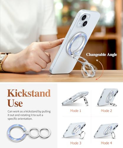 GVIEWIN Magnetic Phone Ring Holder, Compatible with MagSafe Phone Grip - color: Aurora/Azure Blue