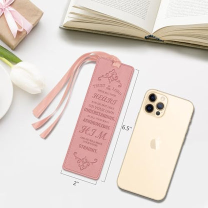 FINPAC Leather Bible Bookmarks, Bible Verse Book Markers - color: Pink