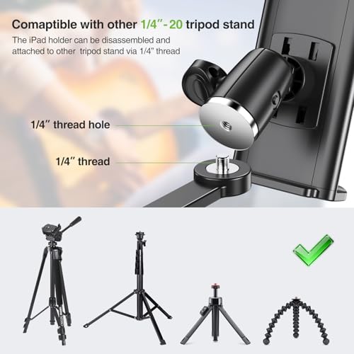 elitehood 12in Long Arm iPad Mic Stand Mount for Microphone Music Stand - size: 12in Arm