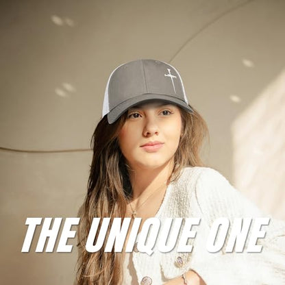 Christian Hats for Men Women,Jesus 3 Nail Cross Hat Christian Religious Gifts for Birthday/Christmas - color: 03.grey-white