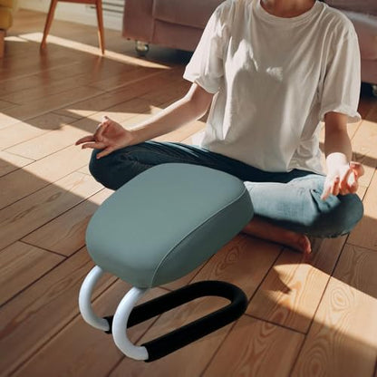 Menolana Kneeling Meditation Stool, PU Leather Padded Seat with Anti-Slip Pad, Ergonomic Prayer Bench for Home Meditation and Prayer Practice, Blue - color: Blue