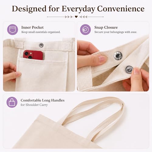 Christian Tote Bag Gift for Women, Canvas Bible Bag Handmade Floral Cross - color: White-lavender Field Floral
