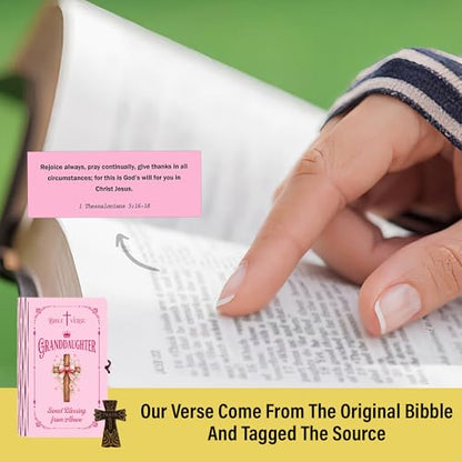 Personalized Bible Verse Box for Granddaughter with Prayer Cross, 150 Color-Coded Scripture Cards, Custom Name with Keychain, Christian Graduation Gift, Faith Encouragement Keepsake - color: Granddaughter
