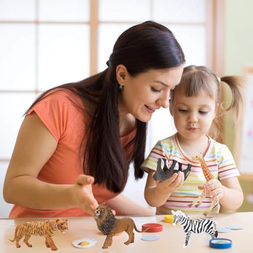 Kimicare 20PCS Safari Animals Figures Toys, Realistic Plastic Animals Figurines, African Zoo Wild Jungle Animals Playset with Elephant Giraffe Lion Tiger, Birthday Gifts for Kids Boys Girls