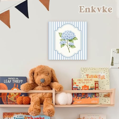 Blue Hydrangea Wooden Sign, Preppy Floral Wood Box Sign, - color: Flower-Hydrangea