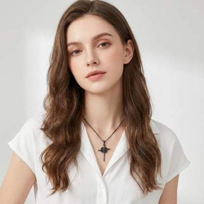 14K Gold Plated Cross Pendant Necklace Christian Jewelry Religious Gift - color: B03-Nail Cross Black