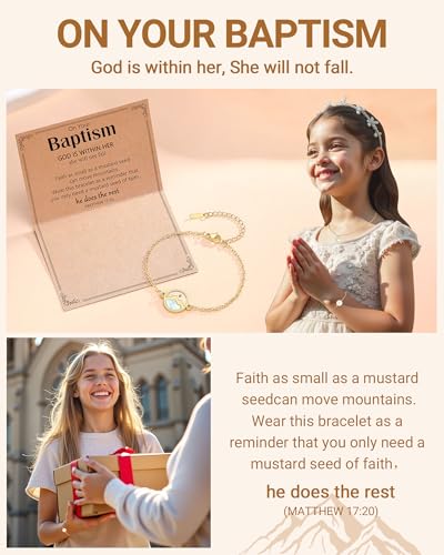 Eryuor Mustard Seed Bracelet Baptism Confirmation Gifts for Women Girls - style: Baptism