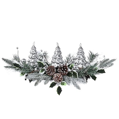 Silver Christmas Tree & Pine Cone Table Centerpiece with LED Lights - color: Silver Tree