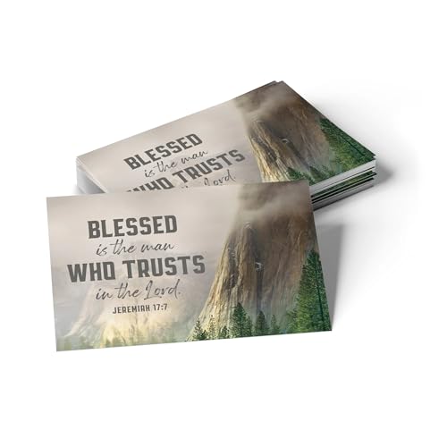 Pass It On Scripture Cards, Mountain Side, Blessed is the Man, Jeremiah 17:7 Pack of 25 — Inspirational Bible Verse Wallet Cards, Devotional, Bible Study - Small Christian Greetings for Encouragement - color: Mountain Side