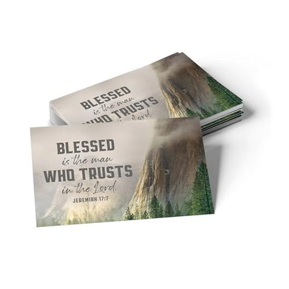 Pass It On Scripture Cards, Mountain Side, Blessed is the Man, Jeremiah 17:7 Pack of 25 — Inspirational Bible Verse Wallet Cards, Devotional, Bible Study - Small Christian Greetings for Encouragement - color: Mountain Side
