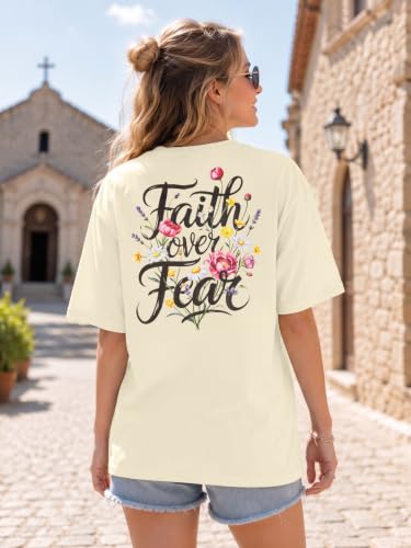 Christian Shirts Women Oversized Jesus God T Shirts Bible Verse Tees Tops - color: Apricot, size: XX-Large