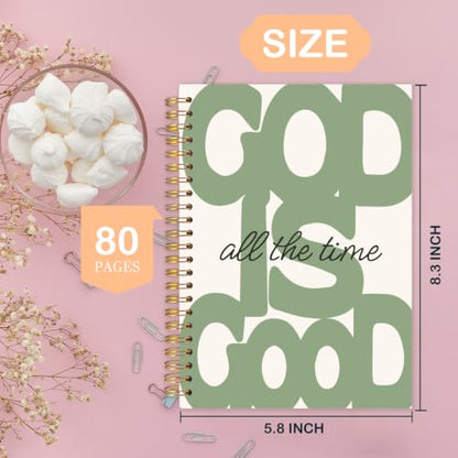 Sage Green Christian Spiral Notebook for Women Men 5.5x8.3 Inch - color: Lavender Green Christianity