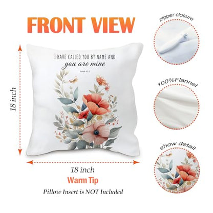 Bible Wildflowers Decorative Pillow Covers Set of 4 - Floral Christian Bible Verse Pillow Covers with Sayings, Spring 18x18, Encouraging Gifts for Women
