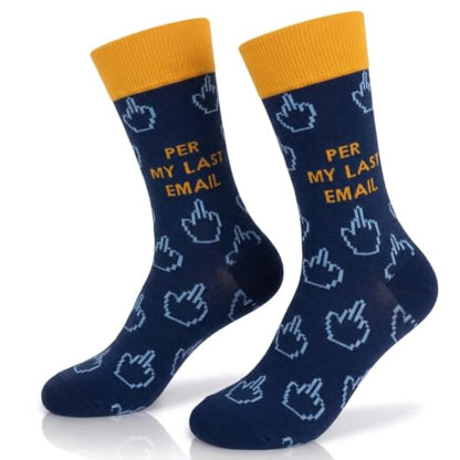 FUNATIC Socks with Funny and Profane Sayings, Sarcastic Gift for Men Women - color: Per My Last Email