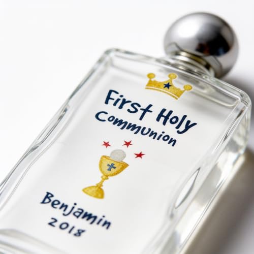 Personalized First Communion Holy Water Bottle - Laser Engraved Name & Date - color: Communion Blue
