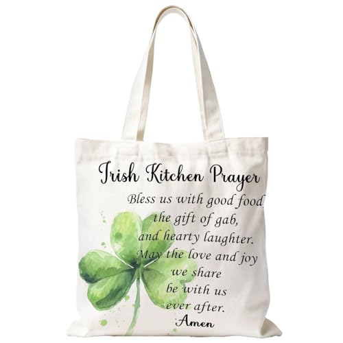 Christian & Irish Blessing Floral Tote Bag, Bible Verse Faith Canvas Tote Bags for Women - color: Irish Kitchen Prayer