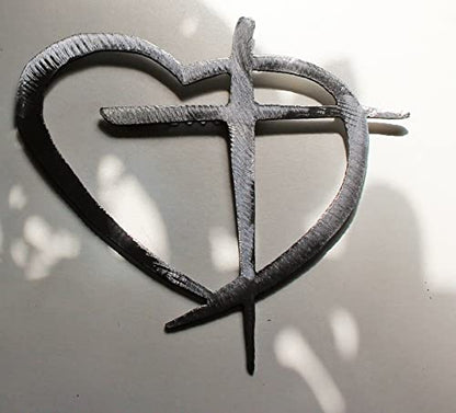 Heart with Cross Metal Wall Art Accent choose from 6 sizes and 2 color choices (xg large 30" wide, Copper Bronzed Plated) - color: Copper Bronzed Plated, size: xg large 30" wide