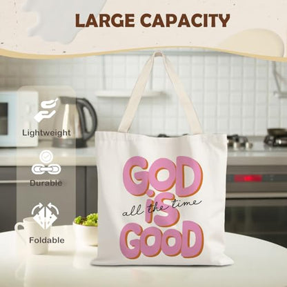 God Says You are Christian Canvas Tote Bags for Women, Inspirational Christian Gifts for Women - color: God is Good