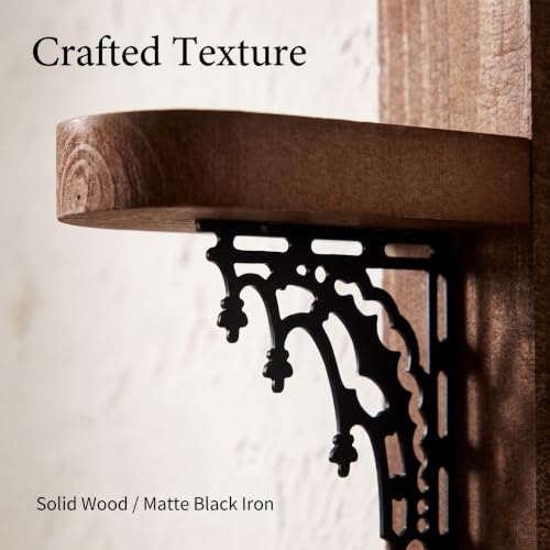 Gothic Wall Sconces, Wooden Wall Candle Holders, Brown, Set of 2