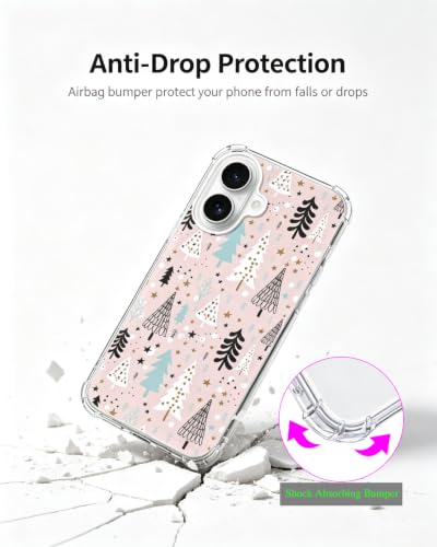Pink Christmas Trees Phone Case Compatible with iPhone 17, Winter Holiday Phone Cover for iPhone 17 - color: Pink Christmas Trees