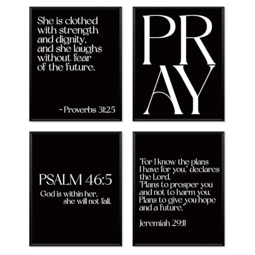 Locomiss Black Christian Modern Bible Jesus Scripture Wall Art Decor - color: Pray-black, size: 8x10 Inches