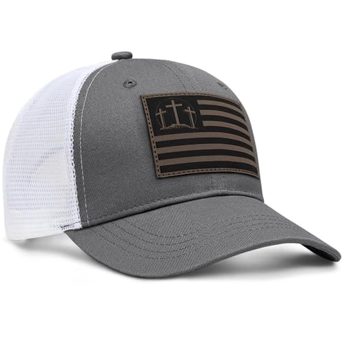 Christian Jesus Cross Hat - Faith Hats for Men Women - Religious Gifts for Thanksgiving Christmas - color: Faith Flag/Carbon