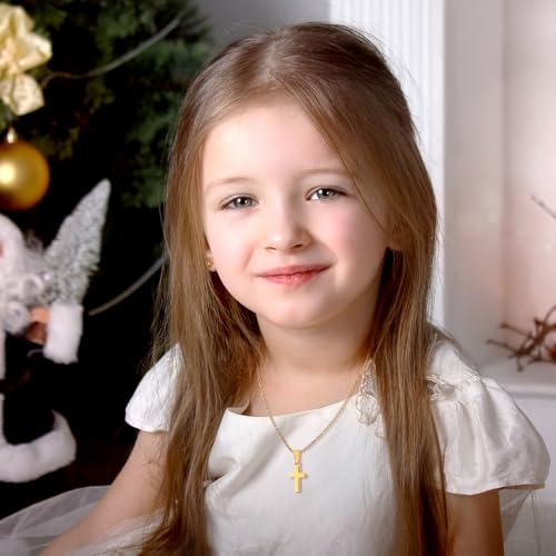 Gold Plated/Silver/Black Cross Chain Necklace Gifts for Boys Girls Son - color: Gold, style: For your Baptism