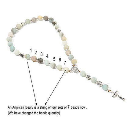 8mm Handmade Anglican Prayer Beads Rosary for Women - color: Silver(Amazonite)