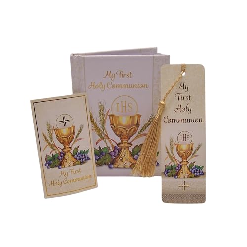 First Holy Communion Gift Set for Girls – Complete Communion Keepsake Kit with Prayer Book, Rosary, Candle, Scapular & Bookmark