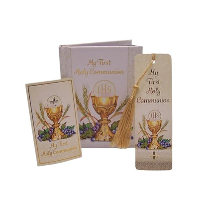 First Holy Communion Gift Set for Girls – Complete Communion Keepsake Kit with Prayer Book, Rosary, Candle, Scapular & Bookmark