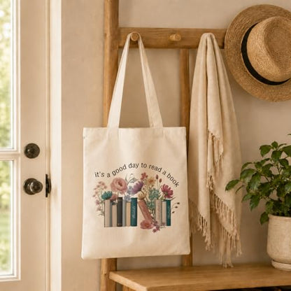 Canvas Tote Bag Aesthetic, It's A Good Day to Read A Book, Reusable Grocery Shopping Bags, Aesthetic Canvas Tote Bag for Shopping Grocery, Beautiful And Delicate Gifts - color: Style 09