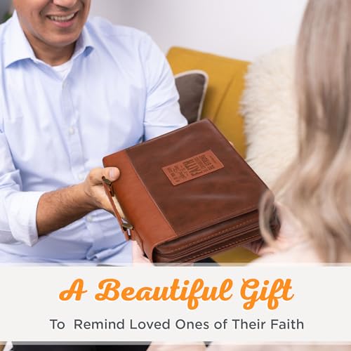 Christian Art Gifts Faux Leather Scripture Bible Cover for Men & Women - size: Medium