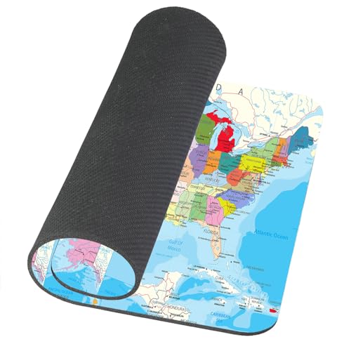 TSSOHU USA Map Mouse Pad Non-Slip Rubber Base Gaming MousePads for Computers Laptop Office, Computer Mouse Pad for Wireless Mouse, 9.5""x7.9""x0.12"" Inch(240mm x 200mm x 3mm), WMJMP2429 - color: WMJ129