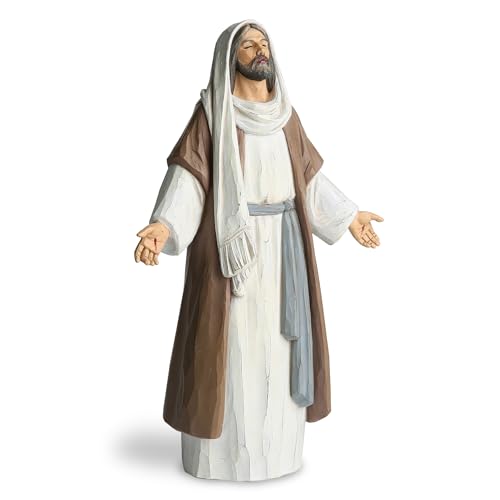 Jesus Christ Statue with Open Arms, Hand Painted Saint Statue Religious Modern Home Decor, Christian Jesus Figurines Religious Gift 9.5in - size: 9.5inch
