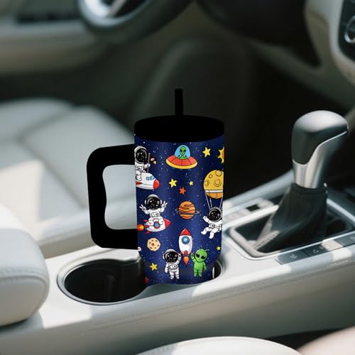 24oz Astronaut Themed Cup with Handle, Space Gifts for Boys - color: Rocket1