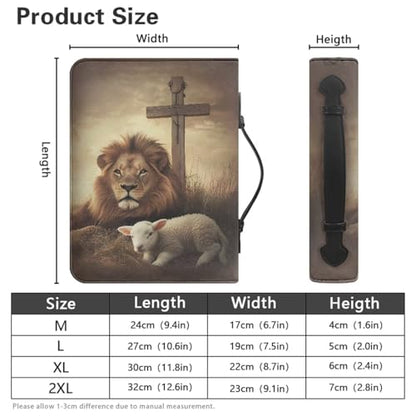 Bible Cover Case for Women Men Large Size Bible Holder with Bookmark Bible Carrying Case ladies Bible Bag,Size M-2XL - color: Lion Sheep, size: XX-Large