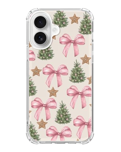 Christmas Tree Pink Bows Phone Case Compatible with iPhone 17, Winter Festive Phone Cover for iPhone 17 - color: Christmas Pink Bows