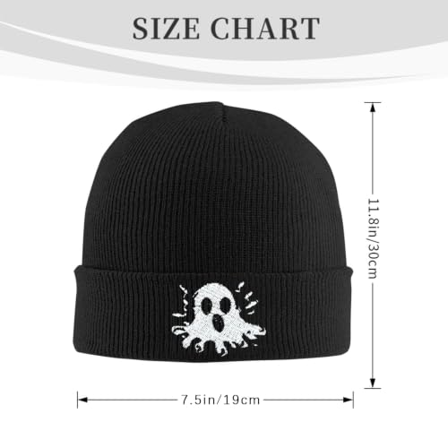 Black Beanie Hat for Men Women Embroidered Knit Winter Beanies Cap - color: Ghost