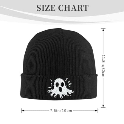 Black Beanie Hat for Men Women Embroidered Knit Winter Beanies Cap - color: Ghost