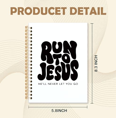 Black Christian Spiral Notebook, Run to Jesus Bible Verse Journal, Religious Scripture Journals for Writing, Bible Notebooks for Note Taking, Church Notes Journal, 5.5x8.3 Inch - color: God-Black