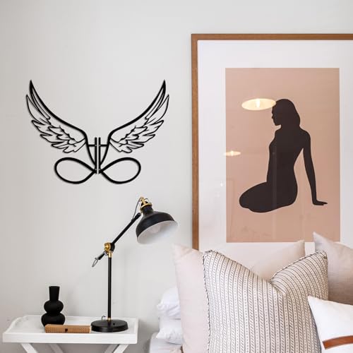 DUOOLN Angel Wings Metal Wall Decor Art, Abstract Butterfly Sculpture-Black - color: Black - Angel's Wings Large