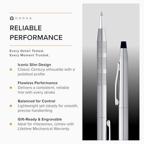 Cross Classic Century Diamond Cut Satin Ballpoint Pen, Black Ink - color: Brushed Chrome