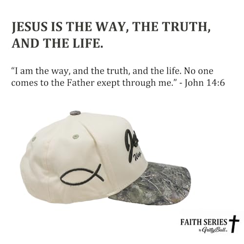 Faith Series 2-Tone Trucker Hat – Christian Faith-Based Cap with Bible Verse Detail - color: Jesus | Way, Truth, Life | Camo