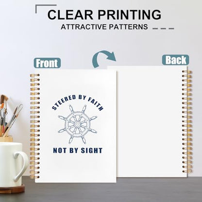 Nautical Christian Spiral Notebook 5.5x8.3 - color: White Nautical Christian Rudder