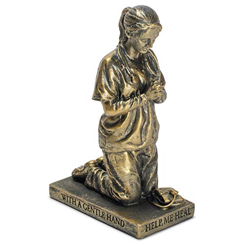 Dicksons Help Me Heal Praying Nurse 5 inch Gold Resin Stone Table Top Figurine - style: Help Me Heal Praying Nurse