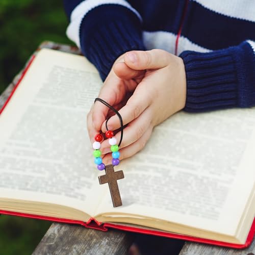 261 Pcs Wood Cross Necklace, Sunday School Crafts for Kids, Multicolor - color: Multicolor